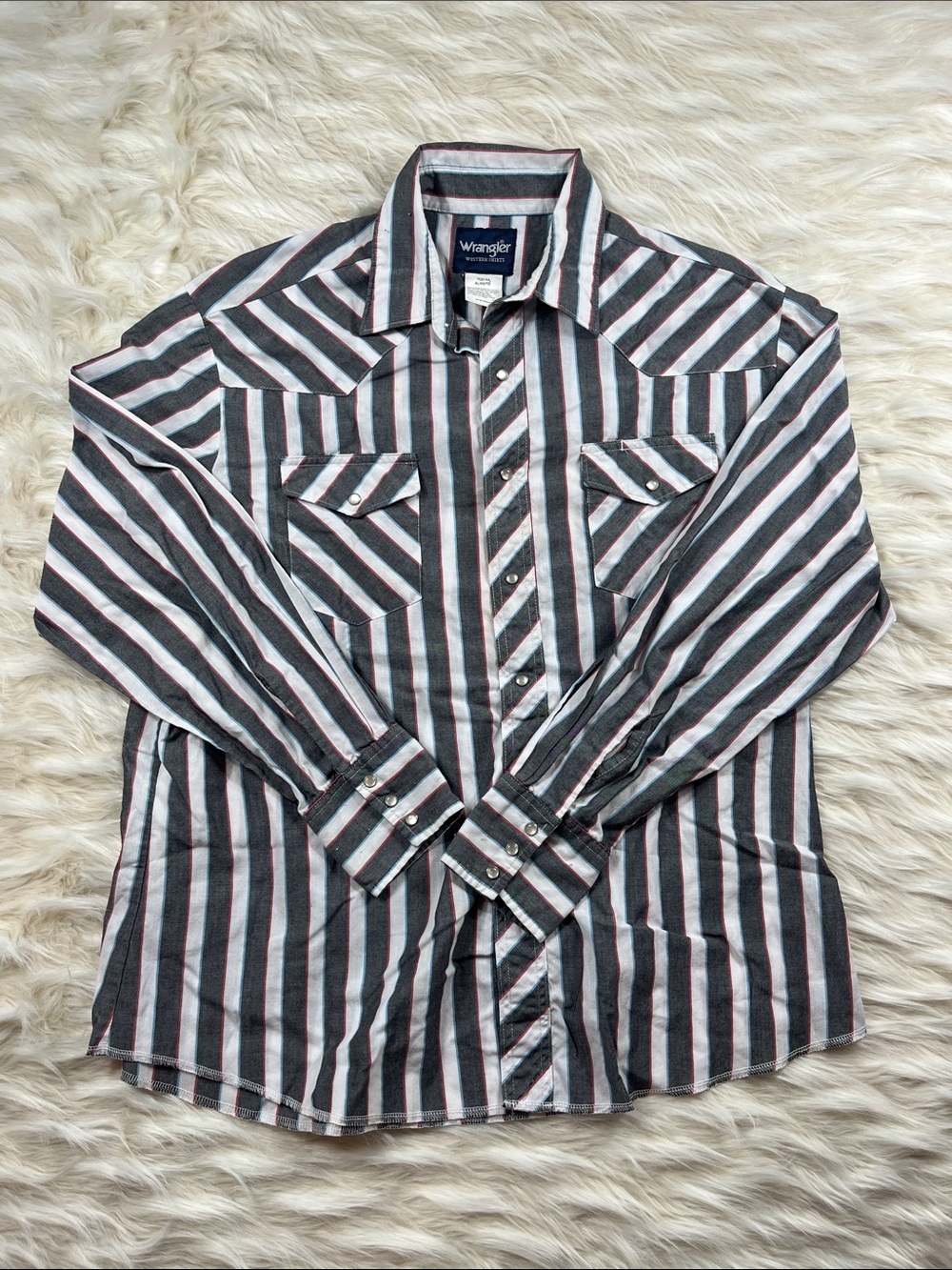 Wrangler Pearl Snap Shirt XL Multi Color Striped